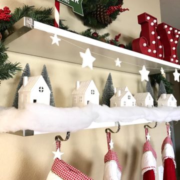 Shelves s Decorated As Village, Star Garland And Tree