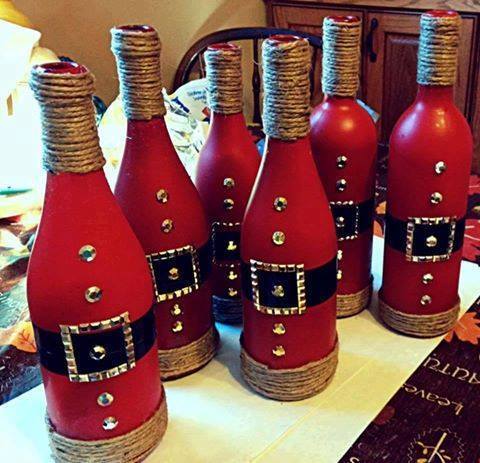 Wine Bottles Turn Into Santa Suits