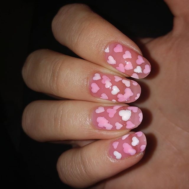Charismatic Baby Pink Nails With Hearts