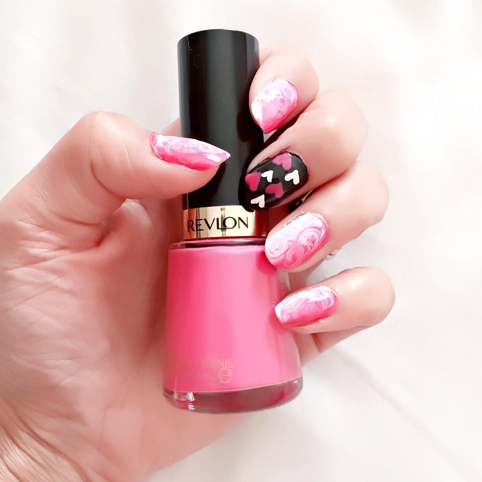 Cute Pink Nails With Little Hearts