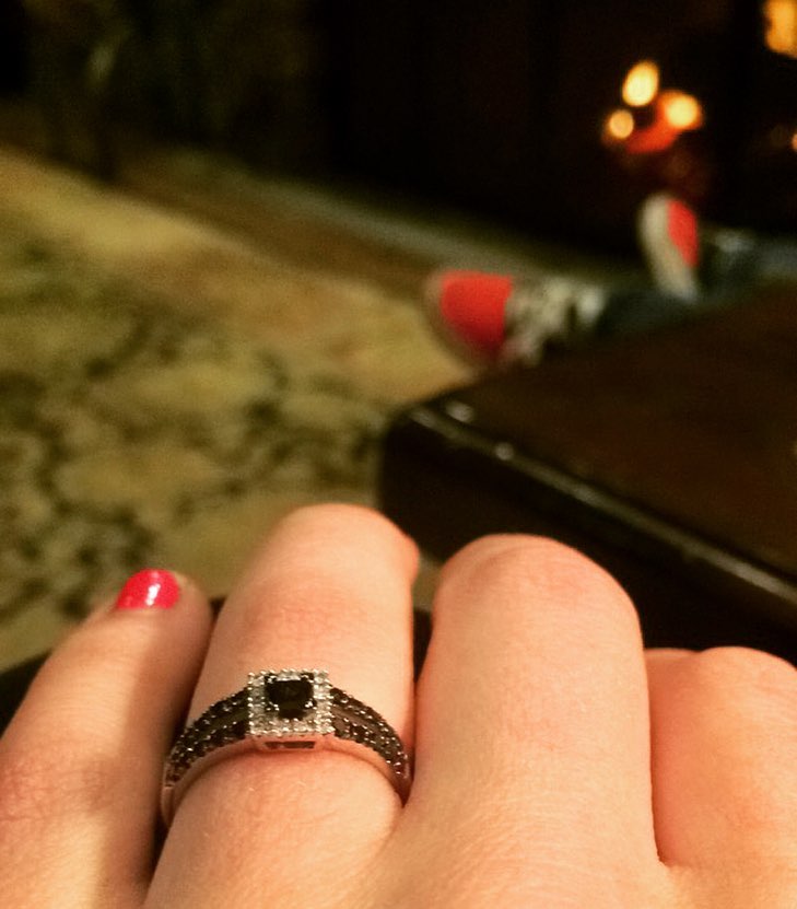 Elegant Ring With Black Diamond For Engagement