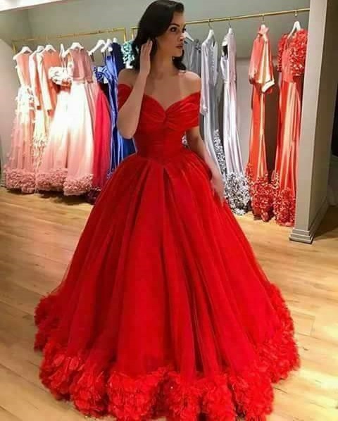 Glamorous Red Off The Shoulder Party Gown