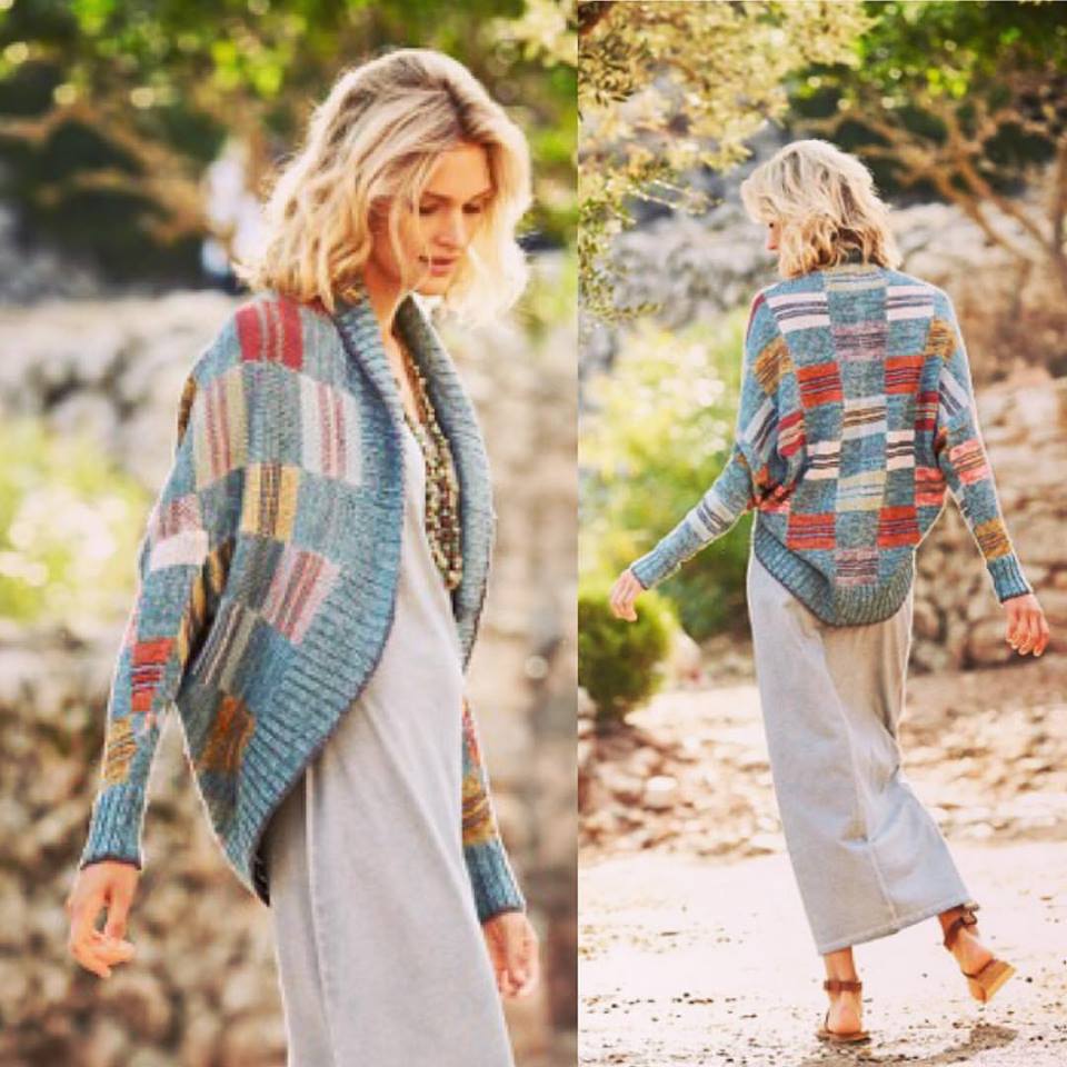 Impressive Colorful Knitted Cotton Cardigan With Maxi Dress And Necklace