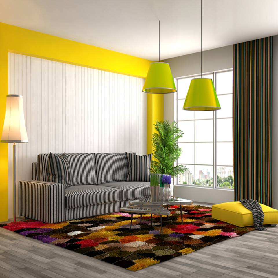 Marvelous Stripes Sofa With Colorful Accessories