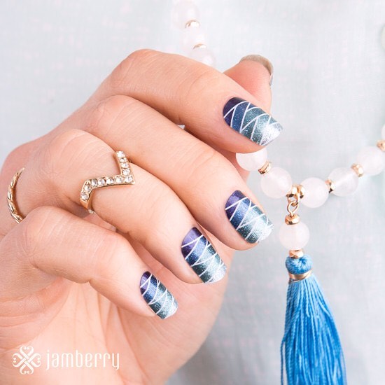 Ocean Blue Sparkle Nails