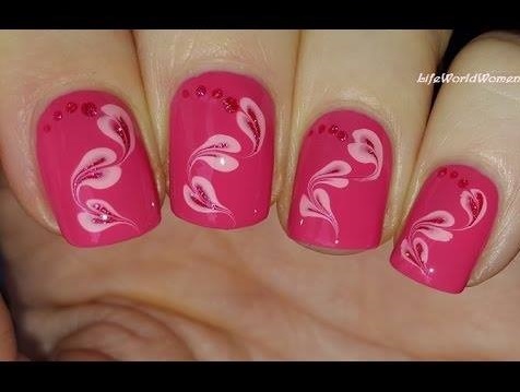 Pretty Pink marble Heart Nails