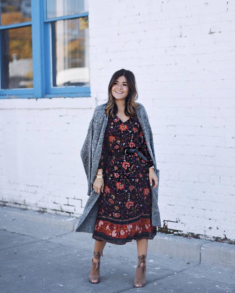 Royal Old Navy Style Printed Outfit With Warm Long Coat