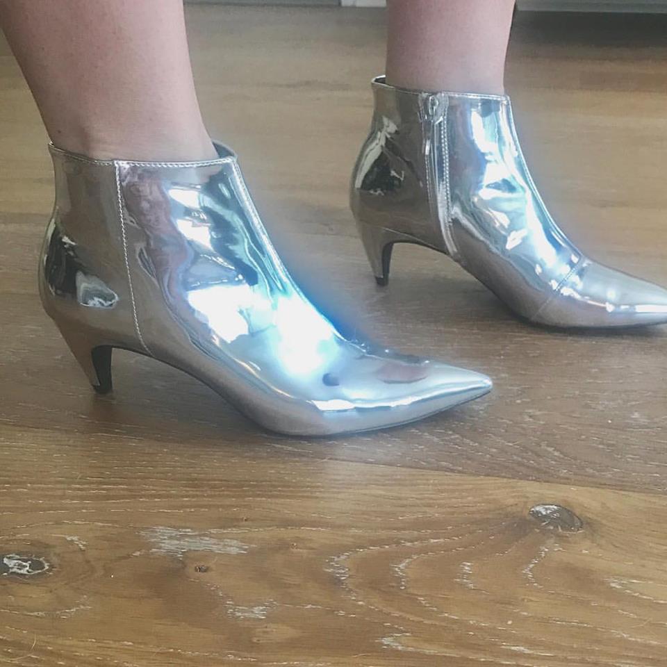 Silver Ankle Boots With Side Zip