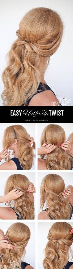 Simple And Easy Half Up Twist Hairs Tutorials
