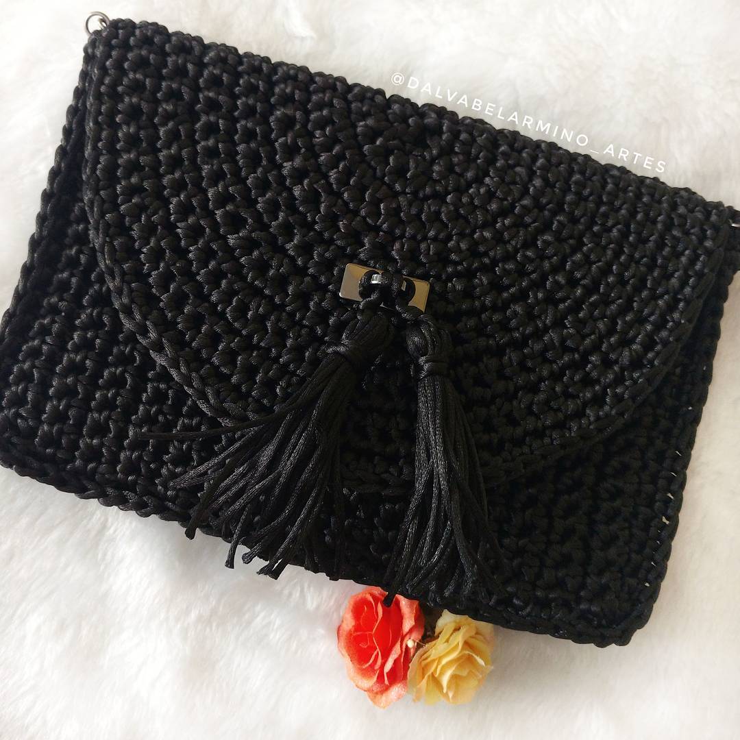 Simple Black Jute Clutch Bag