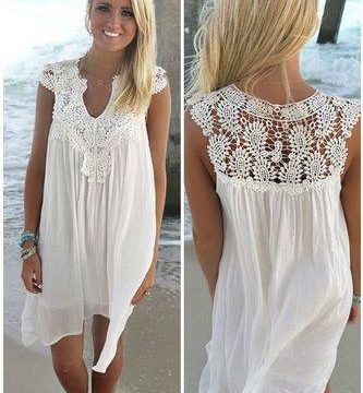 Sleeveless White Lace Cocktail Party Dress