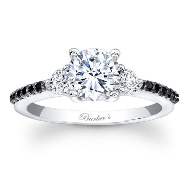 Three Stone Black & White Diamond Engagement Ring