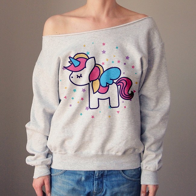 Unicorn Off Shoulder Sweatshirt