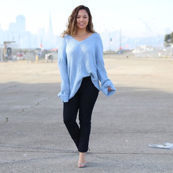 Adorable Sky Blue Oversized Sweater Will Definitely Be Added To My Spring Wardrobe