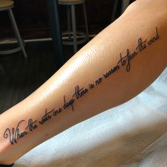 Beautiful Fear Quotes Inked On Arm