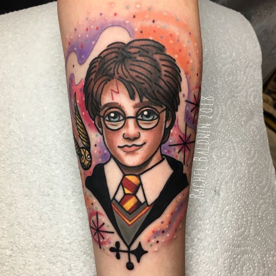 Cute Harry Potter Portrait On Leg