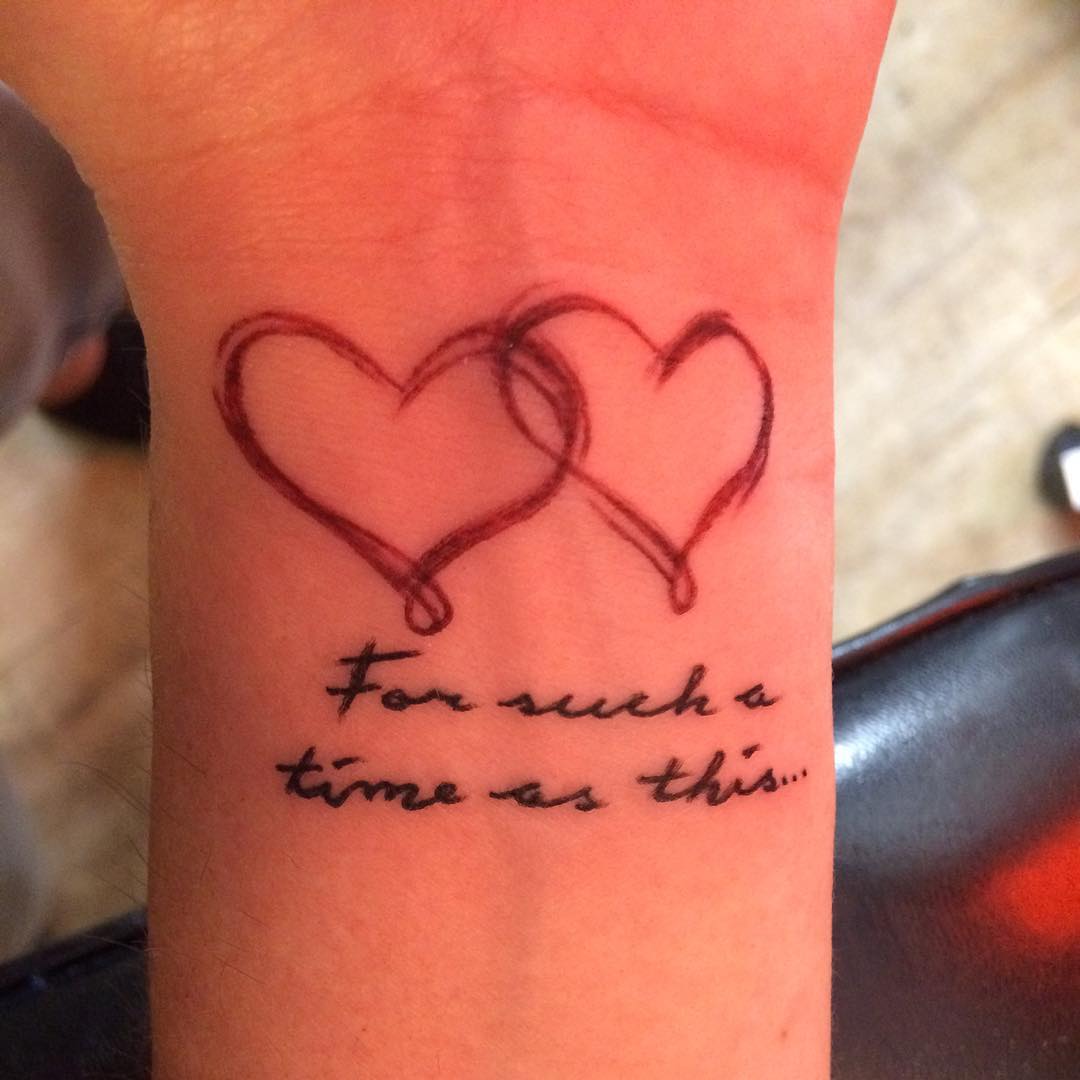 Designer Heart Tattoo With Quote On Wrist