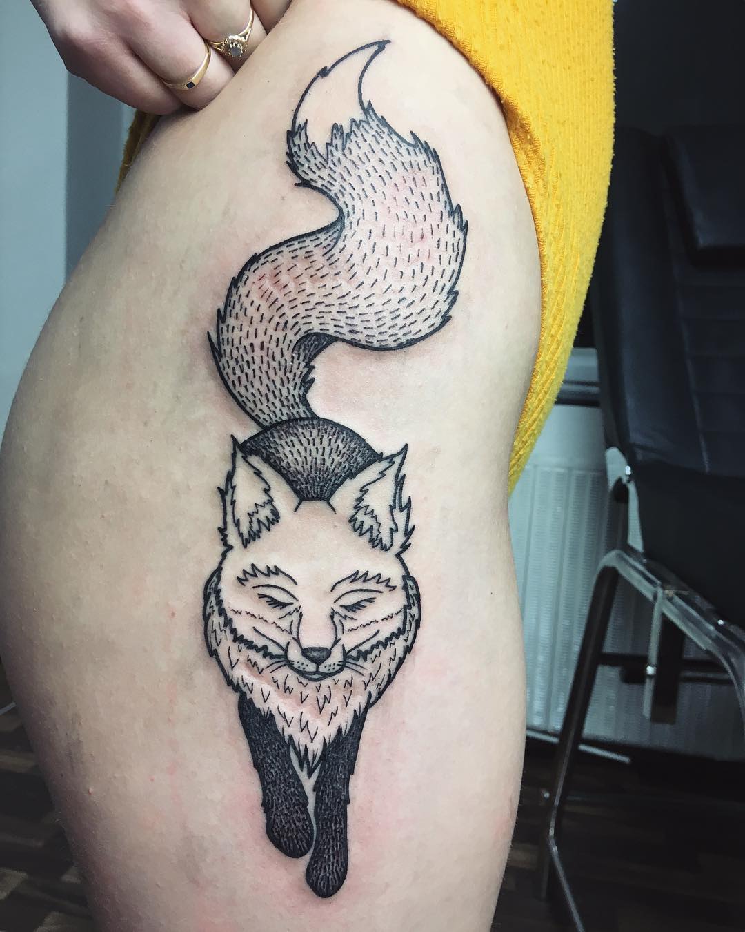 Dot Work Realistic Wolf Tattoo Design