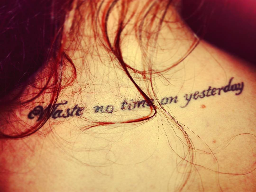 Exquisite Quote Tattoo On Neck