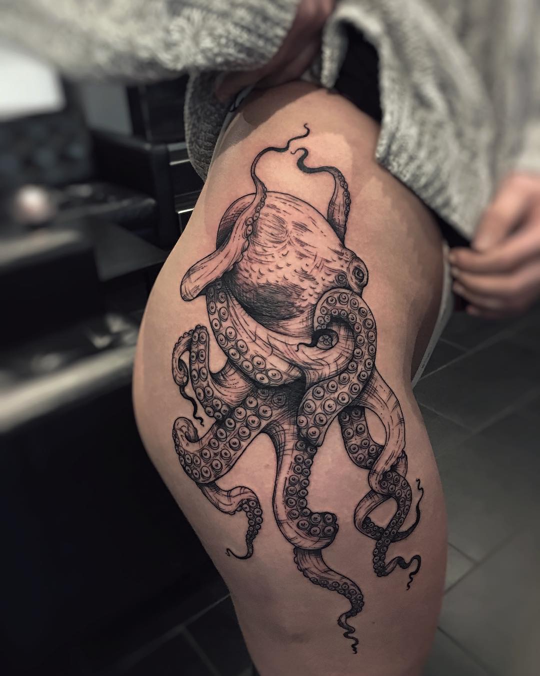 Fabulous Octopus Tattoo On Hip