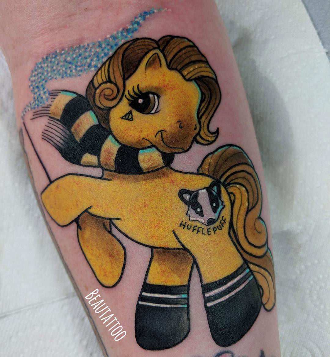 Funny Little Pony Tattoo On Arm