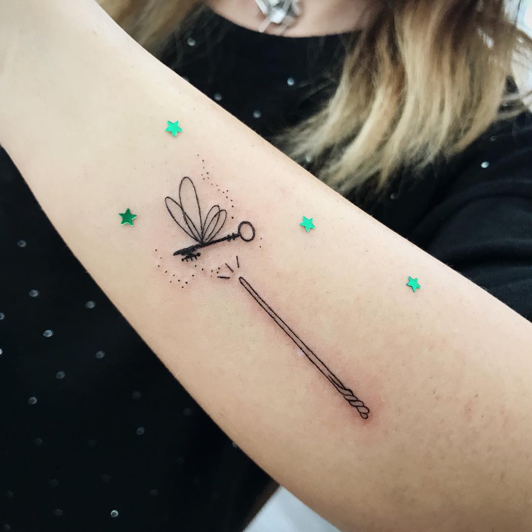 Stunning Magic Wand Tattoo For Harry Potter Lovers