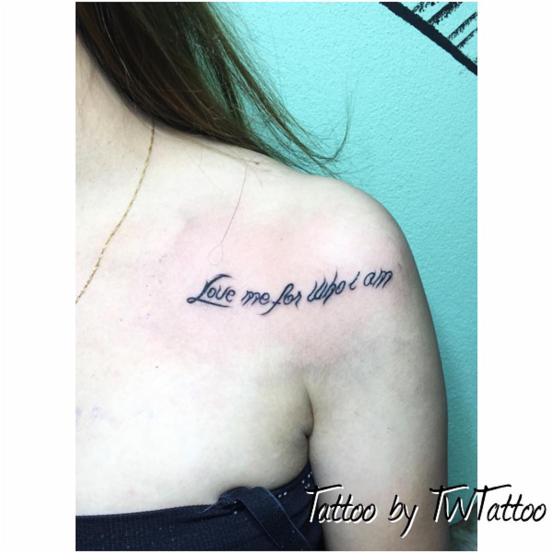 Stylish Quote Tattoo For Women On Upper Chest