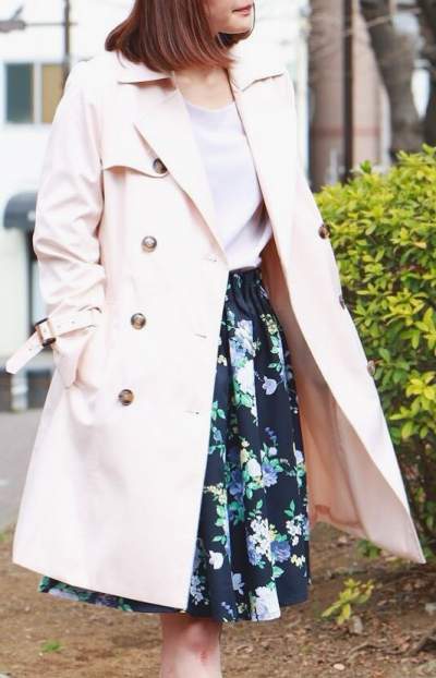 Trench Coat With Floral Skirt Perfect For Spring