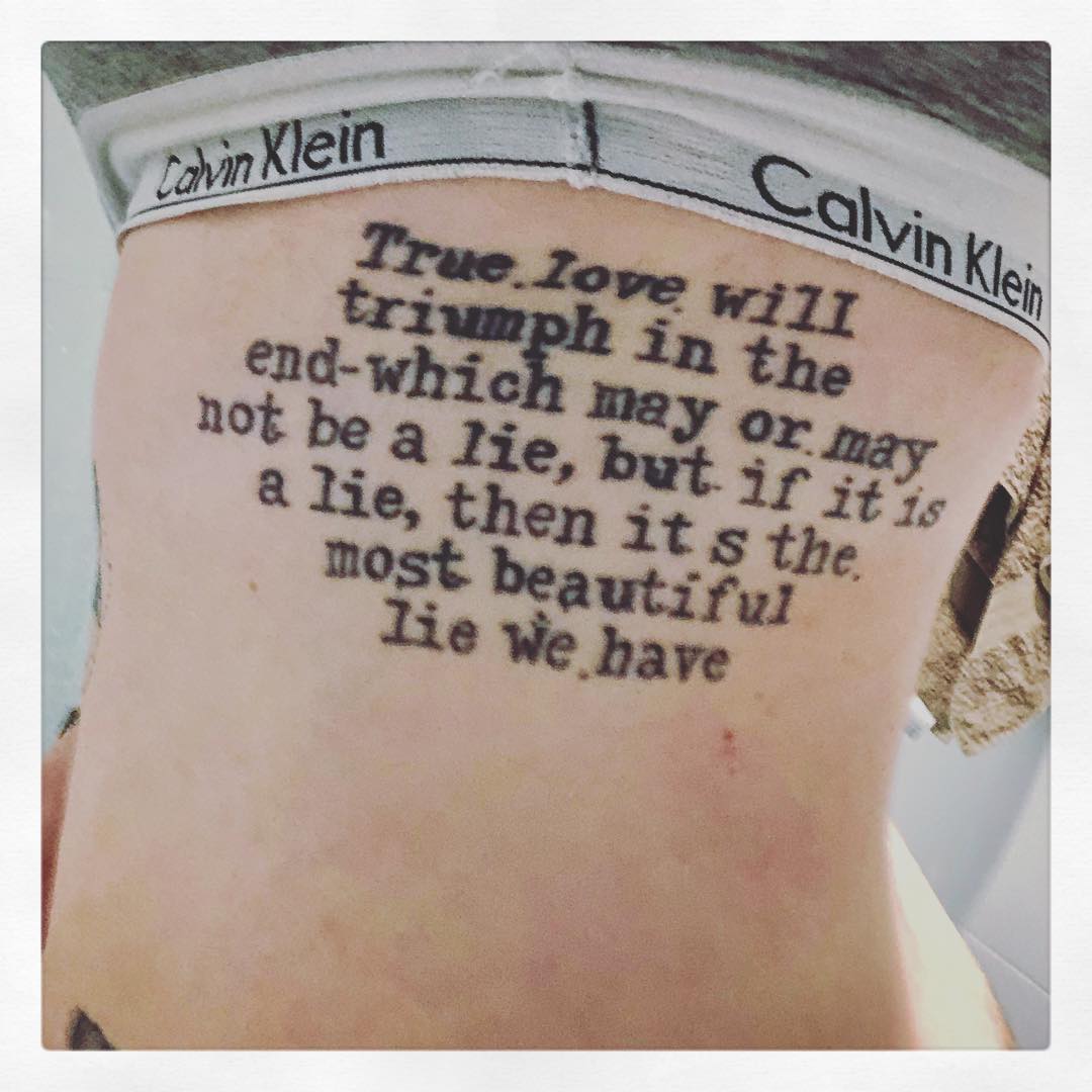 True Love Quote Inked On Ribs
