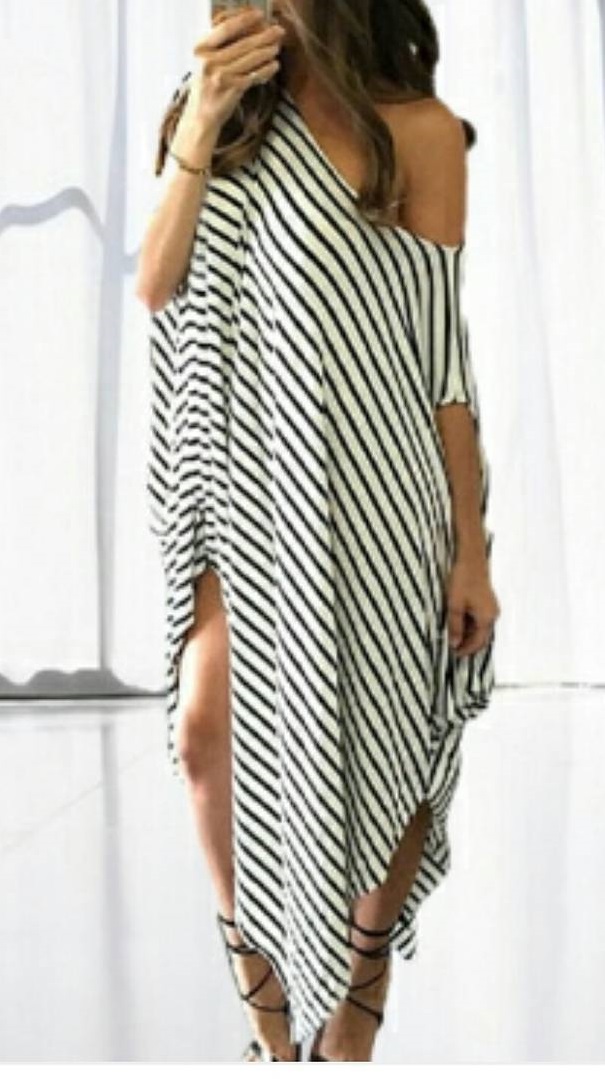 Absolutely Stunning One Shoulder Stripes Summer Outfit