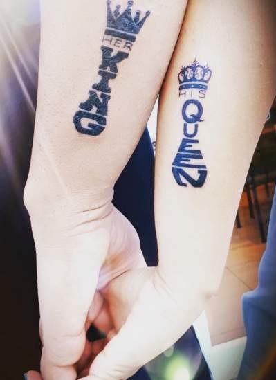 Adorable King And Queen Tattoo On Wrist For Lovers Blurmark