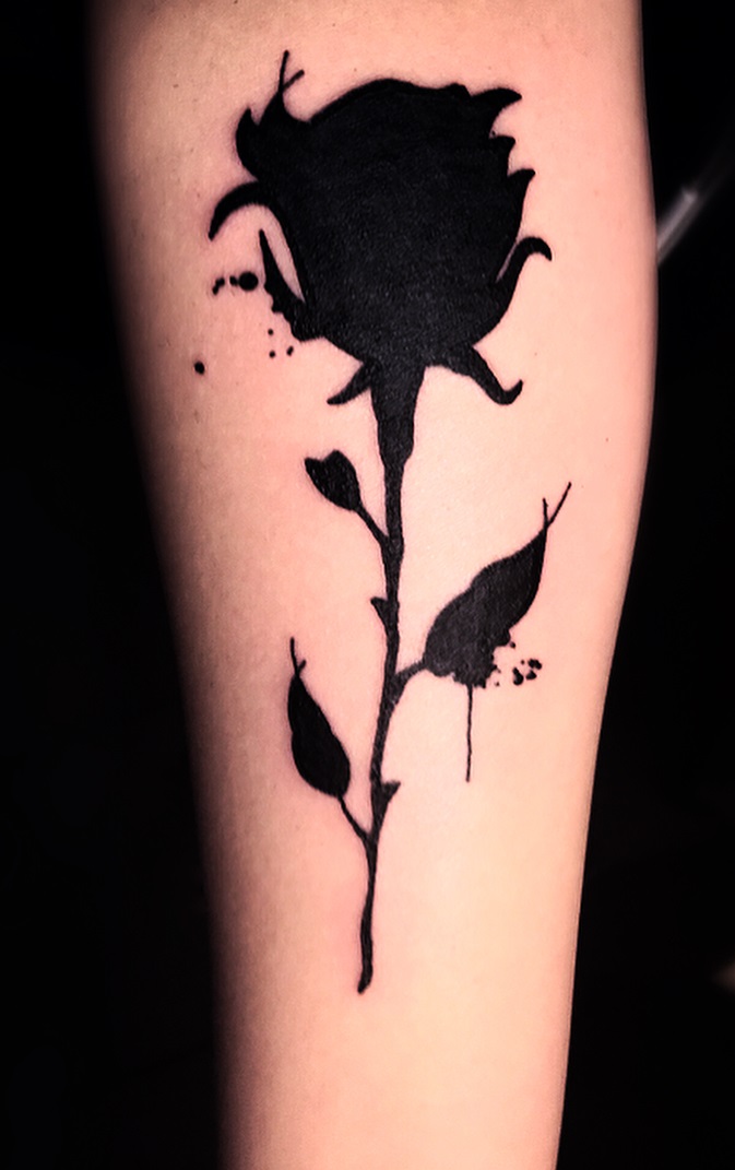 Alluring Black Rose Tattoo For Girls