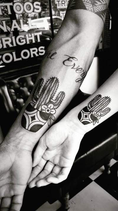 Always Together Cactus Tattoo