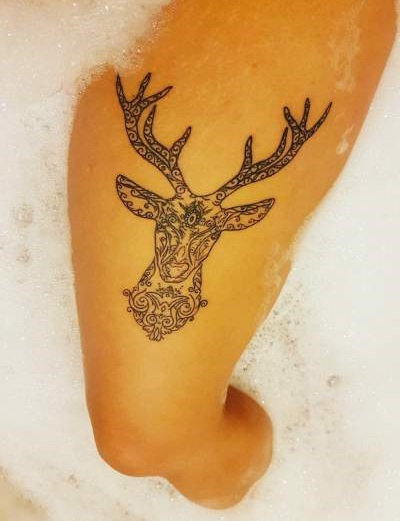 Amazing Deer Thigh Tattoo