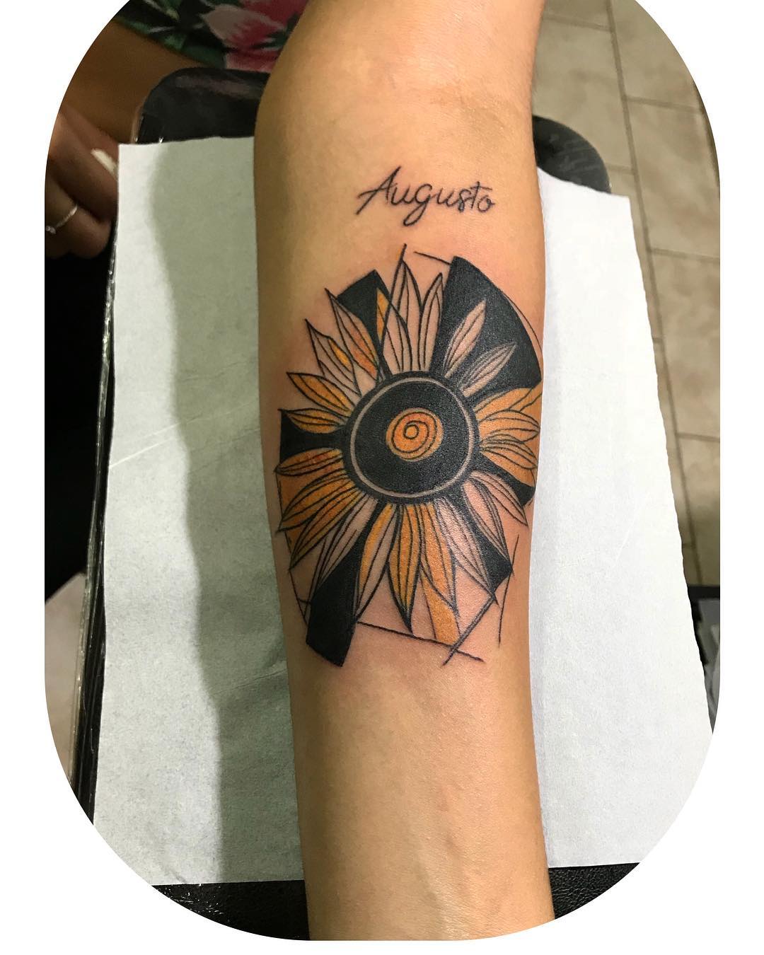 Artistic Sunflower Half Sleeve Tattoo Design
