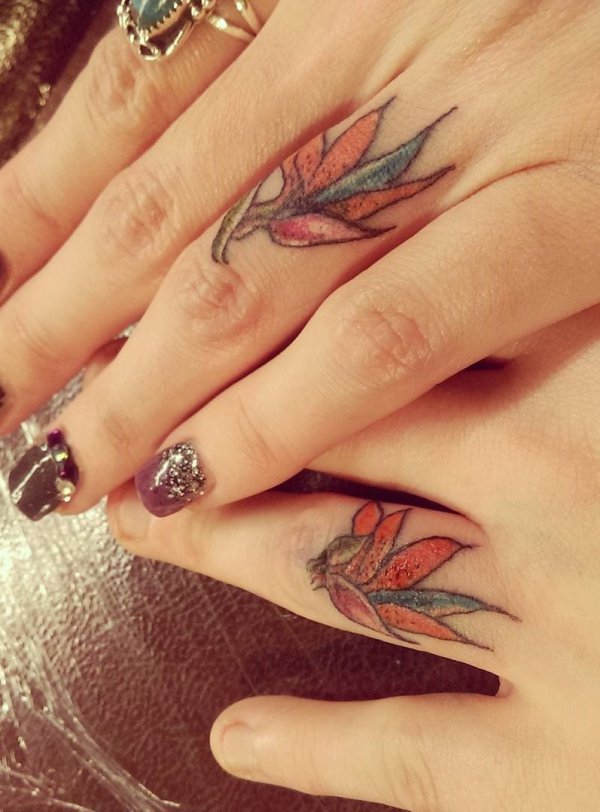 Birds Of Paradise Matching Couple Tattoo