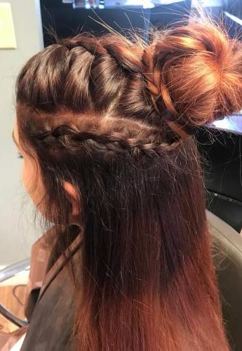 Boho Style Top Knot With Braids For Summer