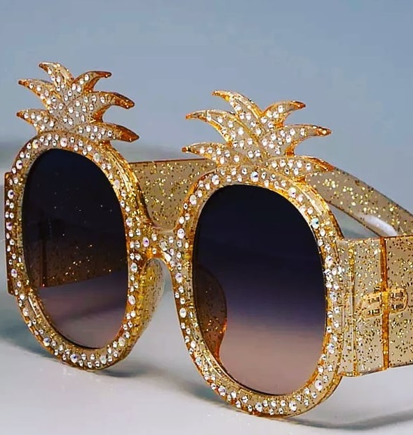 Charismatic Pineapple Rhinestone Sunglasses