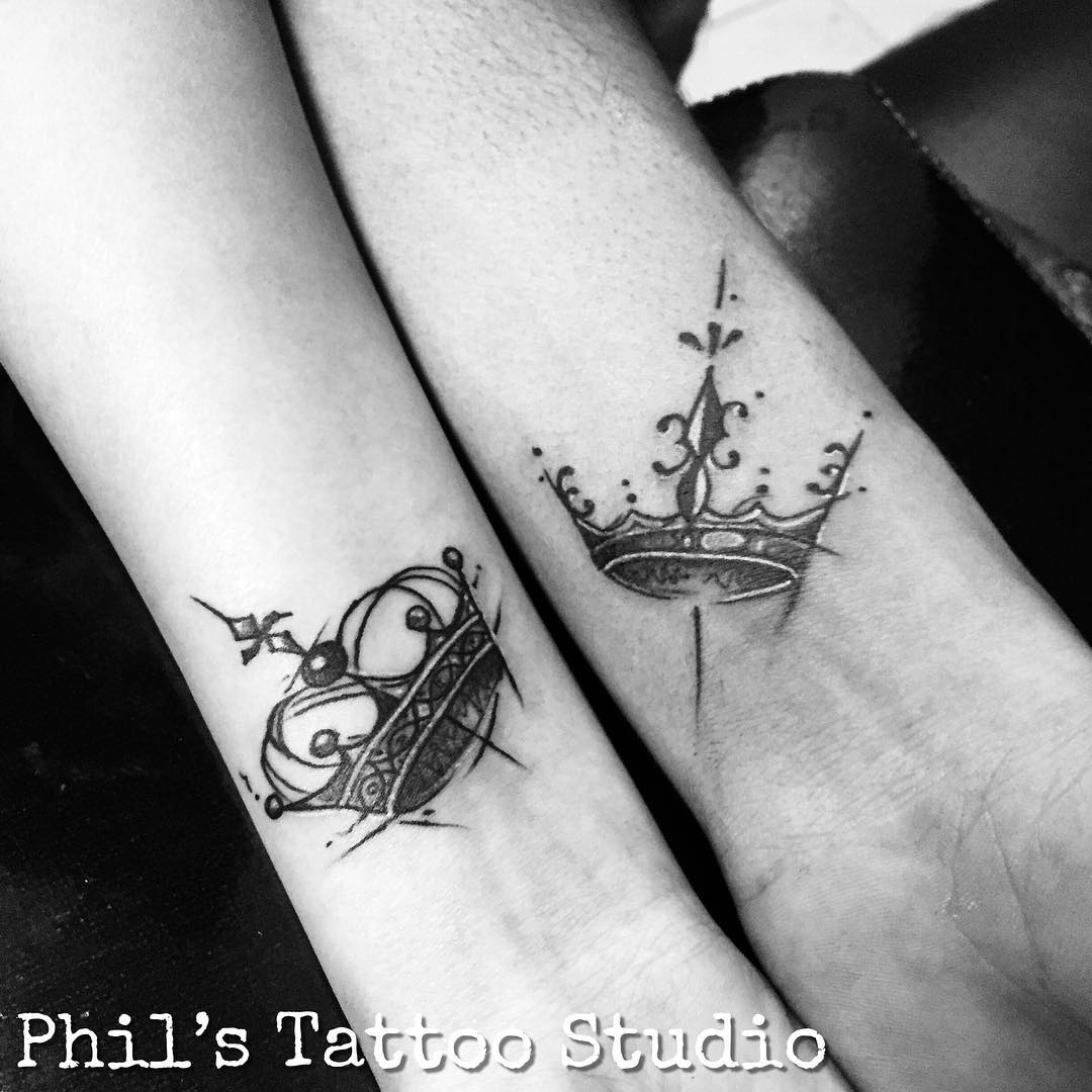 Chic Crown Couple Wrist Tattoos