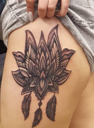 Cool Artistic Lotus Tattoo