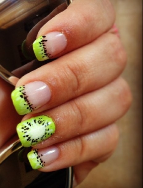 Cool Green Beach Summer Design For Short Square Nails