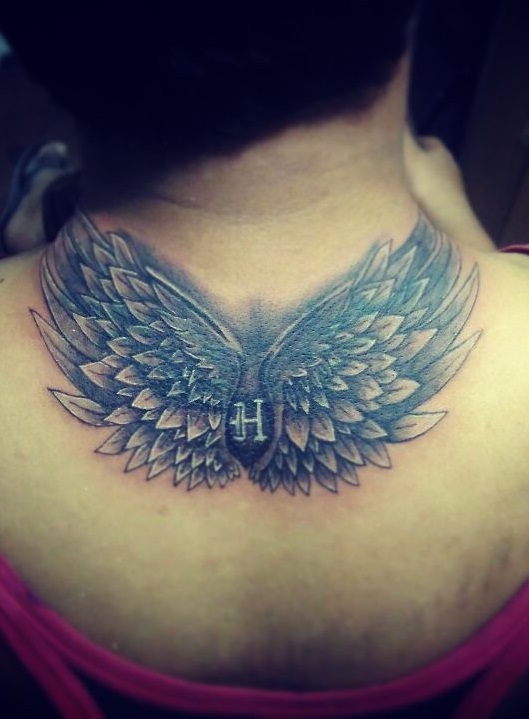 Coverup Wings Tattoo On Neck