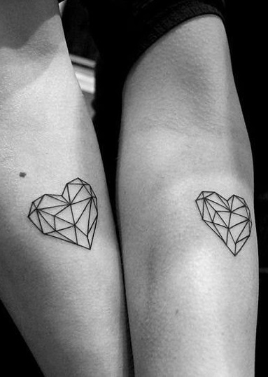Cute Artistic Heart Couple Tattoo