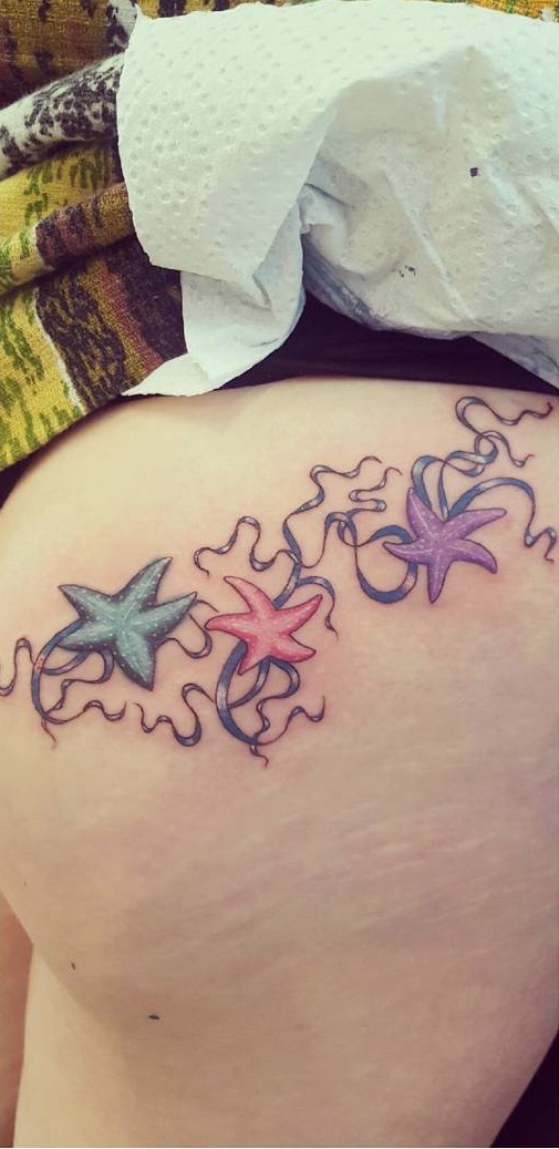 Cute Starfish Coverup Butt Tattoo