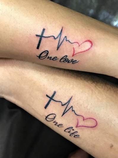 Dashing Heart Beat Couple Tattoo