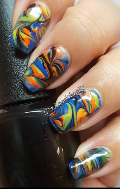 Dazzling Colorful Watercolor Nails For Summer