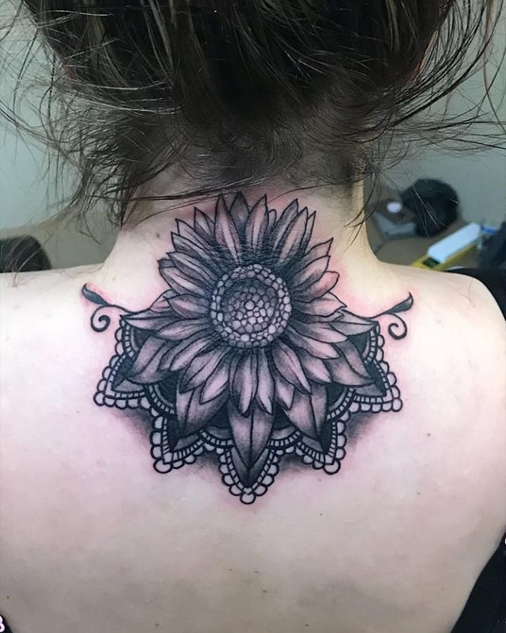 Decorative Sunflower new Tattoo Design For Beautiful Ladies