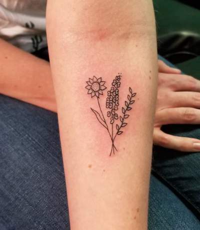 Exclusive Fineline Sunflower Tattoo On Arm