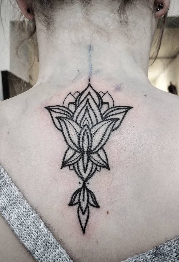 Exclusive Lotus Tattoo For The Back Of The Neck