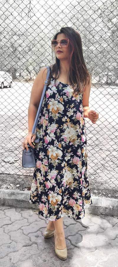 Floral Print Cute Maxi dress With Crossbody Bag